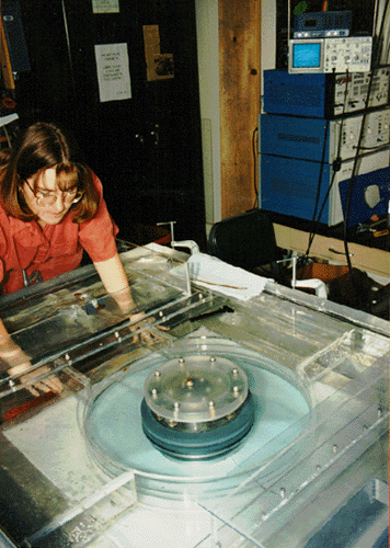 Photo of Ms. Marsh and her experimental apparatus