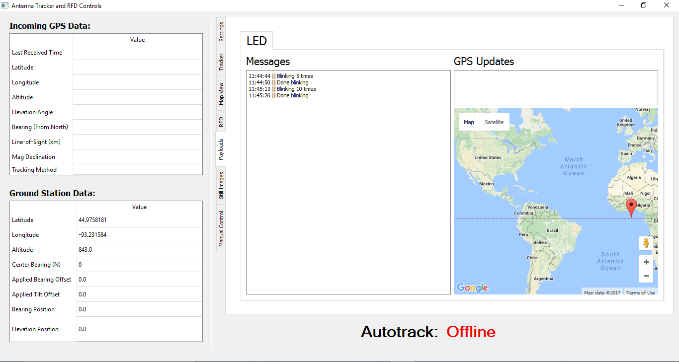 Ground station GUI.