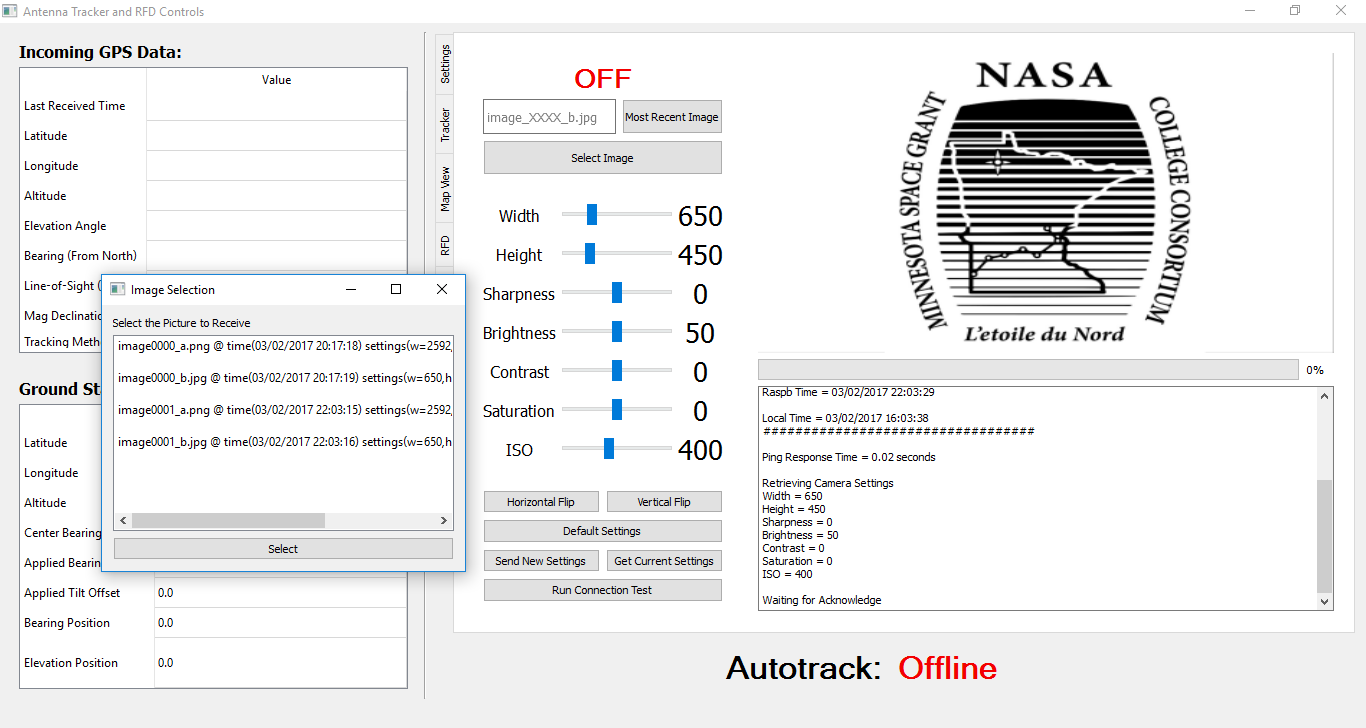 Ground station GUI.